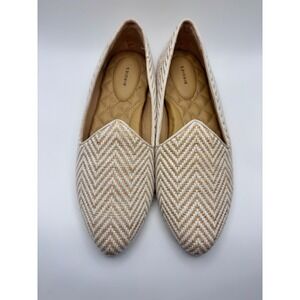 Birdies Cream and Tan Chevron Loafers